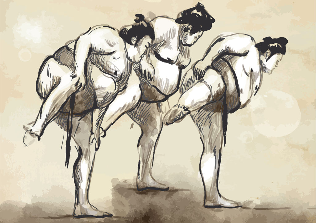 Sumo wrestlers graphic
