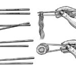 Graphic hand holding chopsticks
