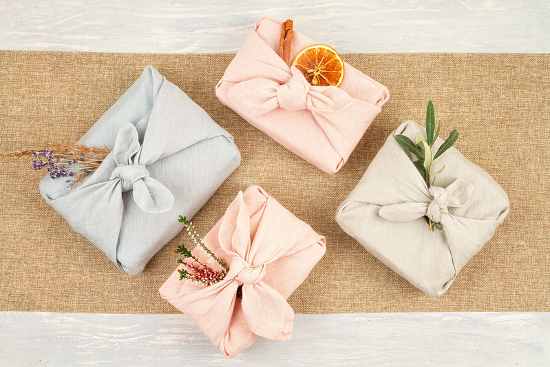 Furoshiki, a traditional gift wrapping art in Japan.