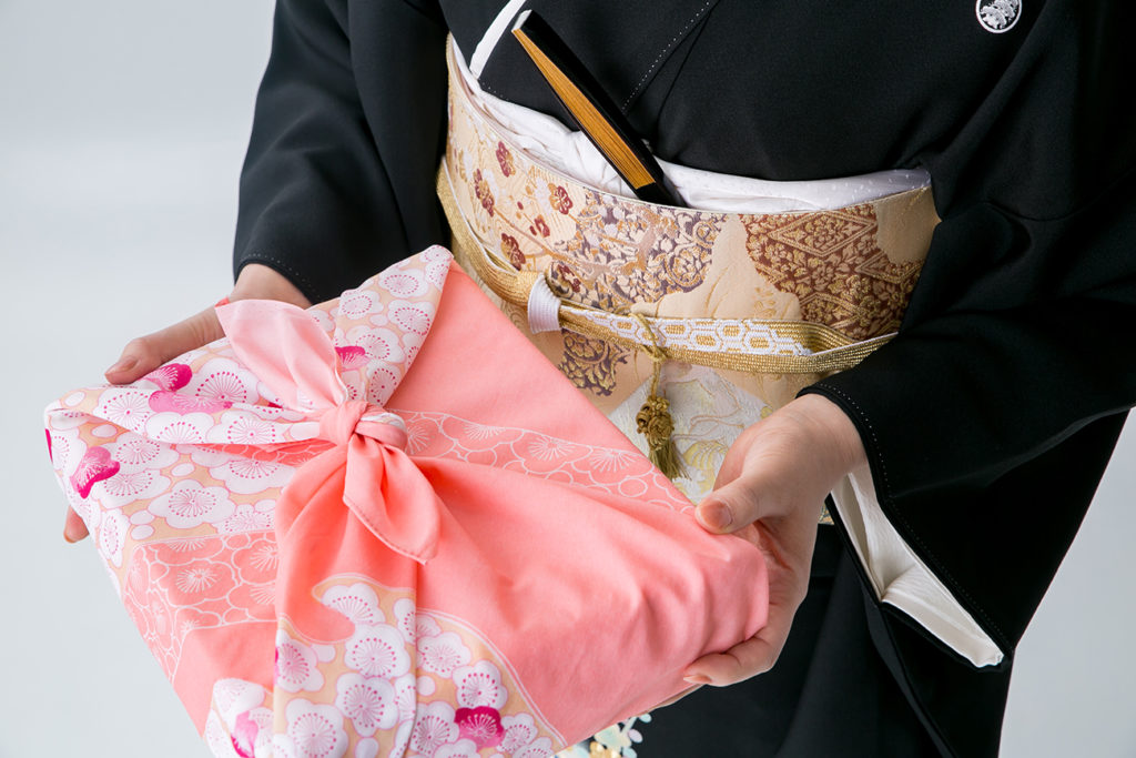 Japanese offering furoshiki gift