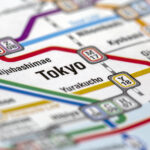 Tokyo metro stations map with selective focus